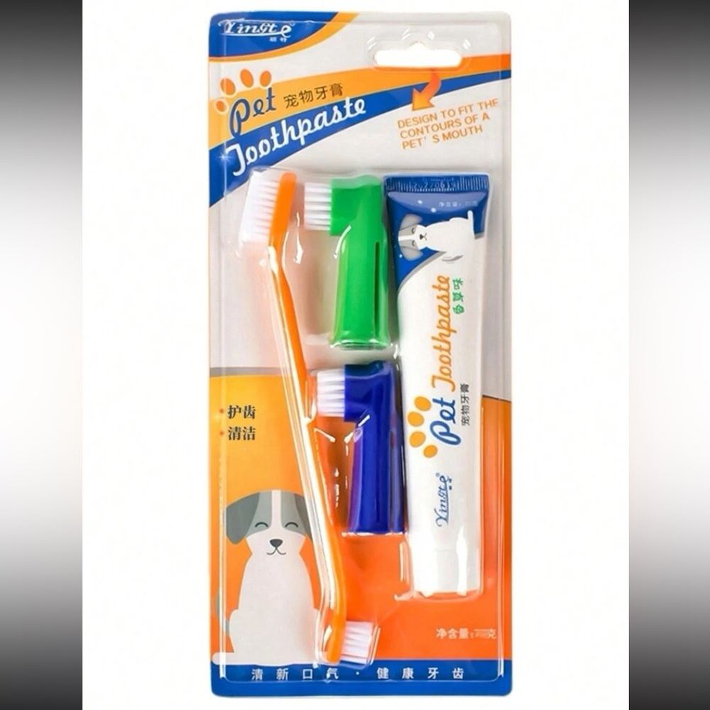 4pcs Pet Toothpaste & Toothbrush Teeth Cleaning Tools Set